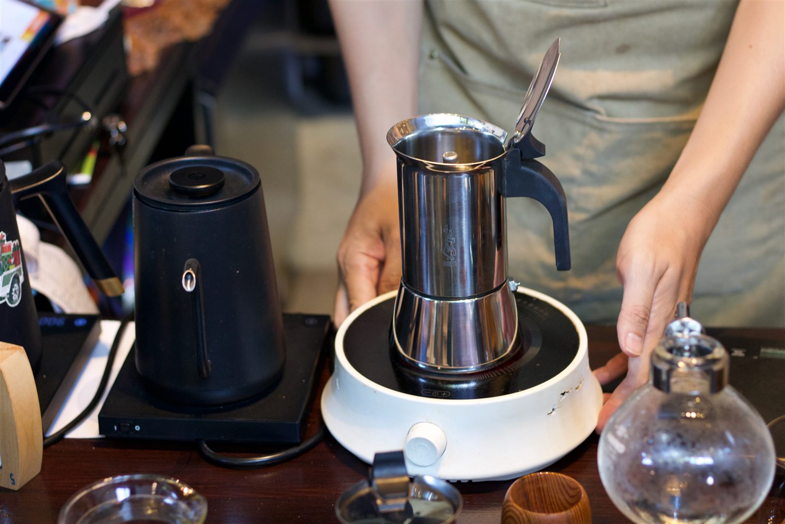 Slow Bar Coffee — a syphon brew in progress